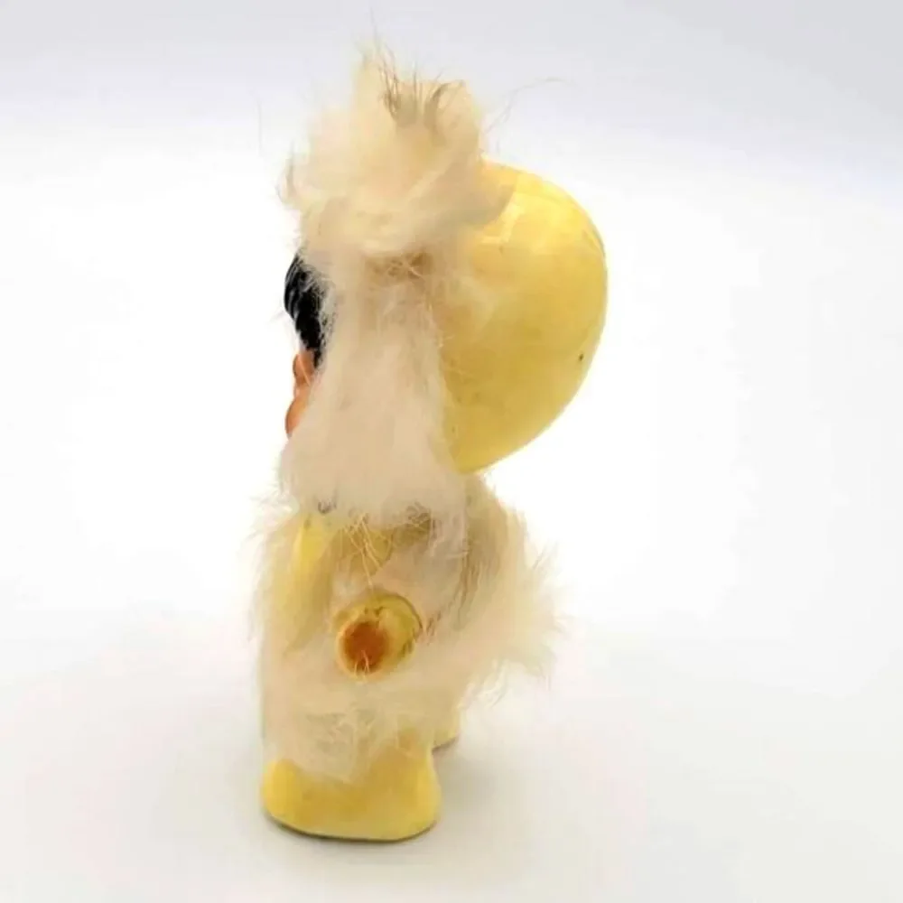 Rare Adorable Vintage Alaskan Native Eskimo Ceramic Kitschy Figurine w/ Real Fur